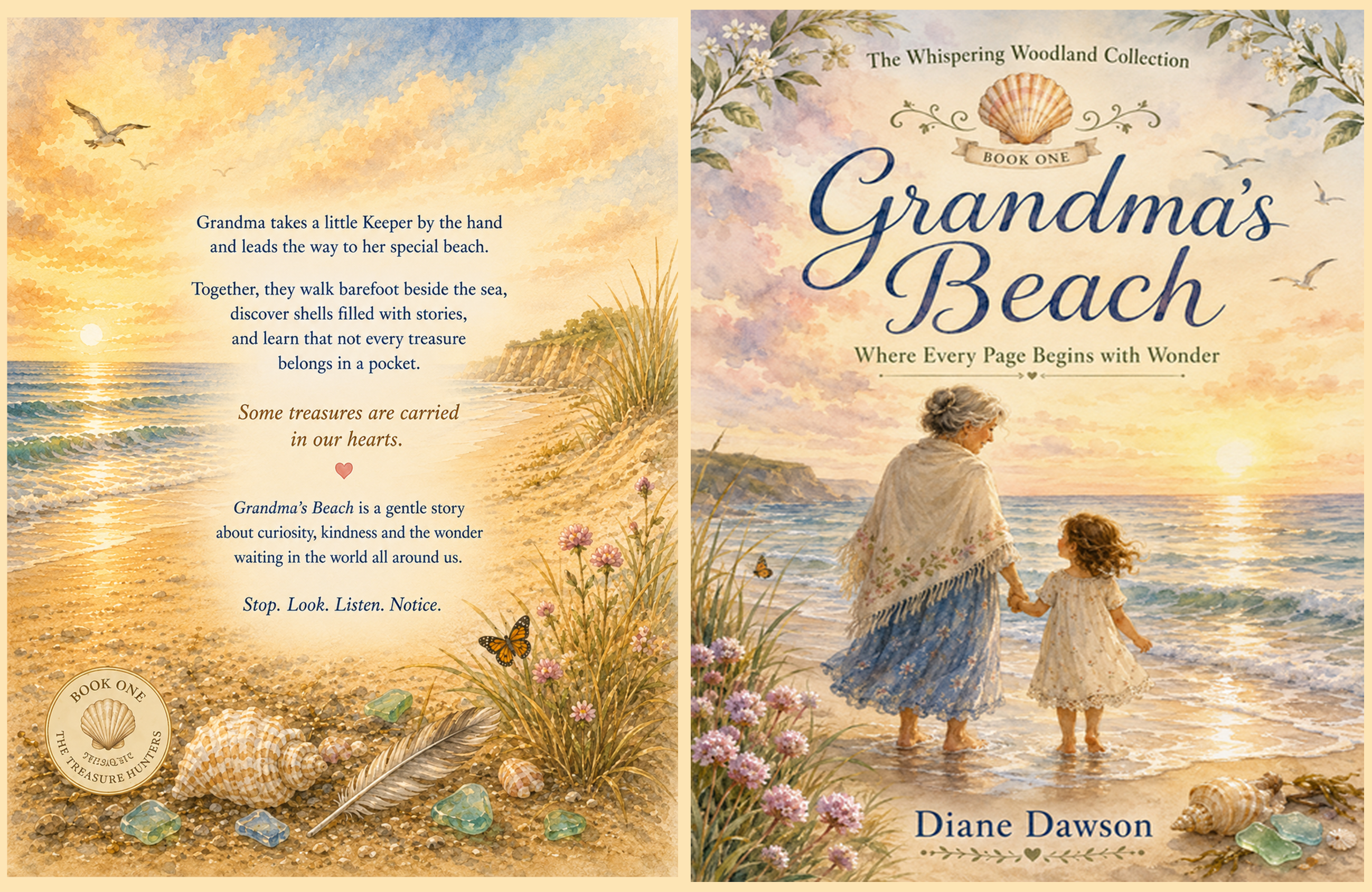 Cover of Grandma’s Beach, showing Grandma and Willow by the sea.